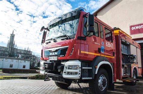 Thematic photo of OSP Zawady vehicles, including a new heavy rescue-firefighting vehicle