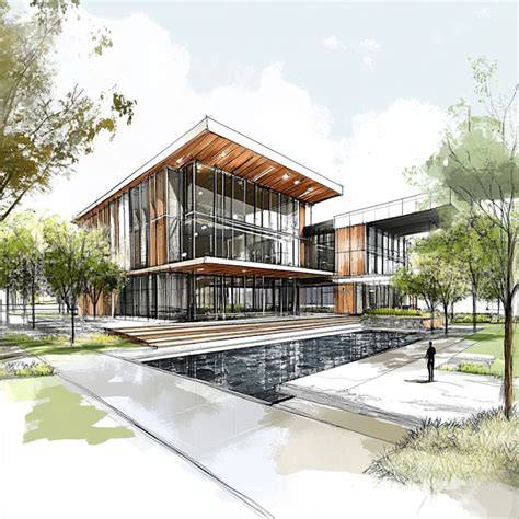 Architectural sketch or rendering of the planned garage expansion for OSP Zawady
