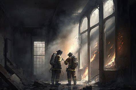 Thematic photo of firefighters extinguishing a fire in a multi-story building, with smoke billowing from windows