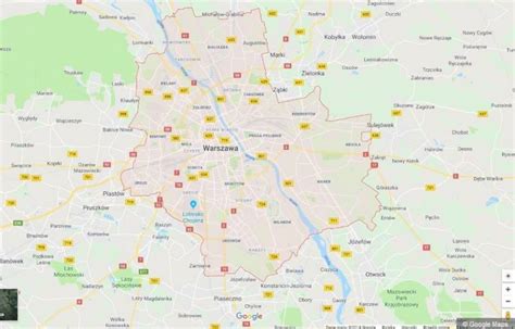 mapa Warszawy z zaznaczonymi łanowymi podziałami działek na Białołęce