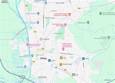 Mapa Elbląga z zaznaczoną lokalizacją Zakładu Utylizacji Odpadów i obszarem objętym kryzysem