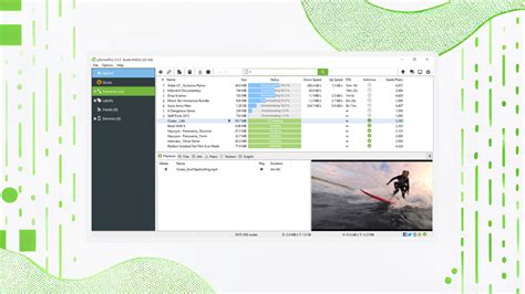 Zrzut ekranu interfejsu programu Free Torrent Download z widoczną listą pobieranych plików