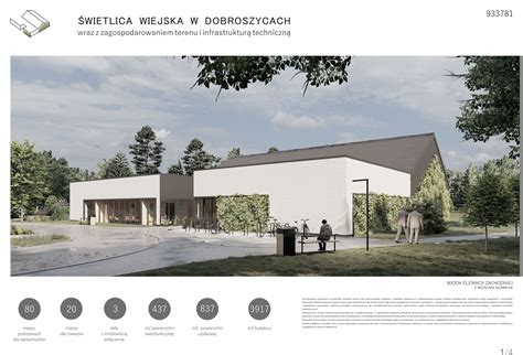 Wizualizacja zmodernizowanej świetlicy wiejskiej w Jabłonowie Zamek