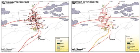 Mapa Centralii z oznaczeniem szacunkowej powierzchni zajmowanej przez podziemny pożar