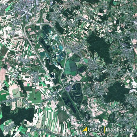 zdjęcie satelitarne terenu ćwiczeń z zaznaczonymi punktami