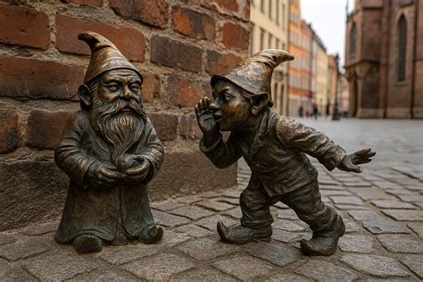 Zdjęcie Papa Krasnala we Wrocławiu i historyczna infografika o Pomarańczowej Alternatywie