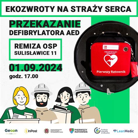 zdjęcie budynku OSP Orneta z widocznym defibrylatorem AED