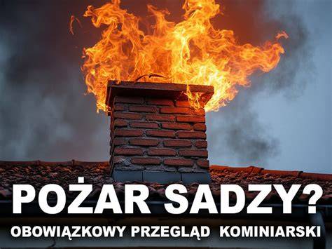 Infografika przedstawiająca zagrożenia związane z pożarem sadzy w kominie oraz prawidłowe użytkowanie instalacji grzewczych