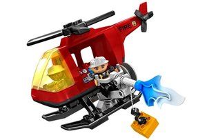 Ilustracja przedstawiająca zestaw LEGO DUPLO 4967 Helikopter Strażacki z radiowozem
