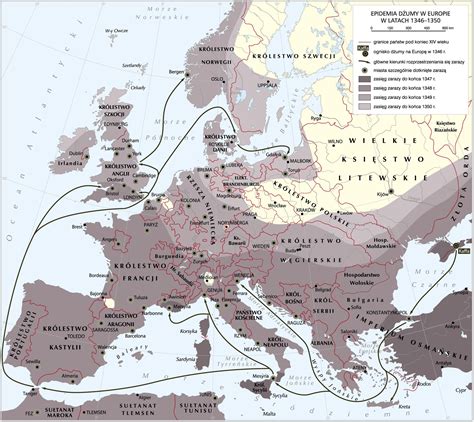 historyczna mapa przedstawiająca zasięg epidemii ospy