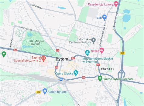 Mapa trasy biegu przez ulice Bytomia