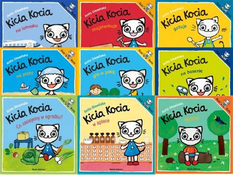 Stosik kolorowych książeczek z serii Kicia Kocia
