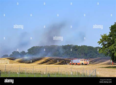 Thematic photo of a field fire or firefighters in action in a rural area