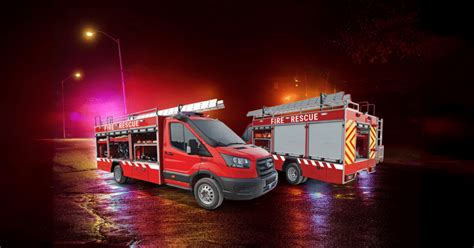 Thematic photo of a Ford Transit fire engine with LED lighting