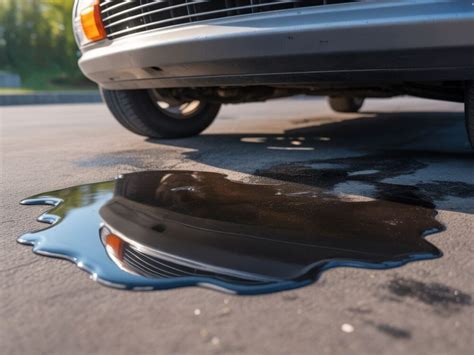 zdjęcie przedstawiające wyciek oleju pod maską samochodu