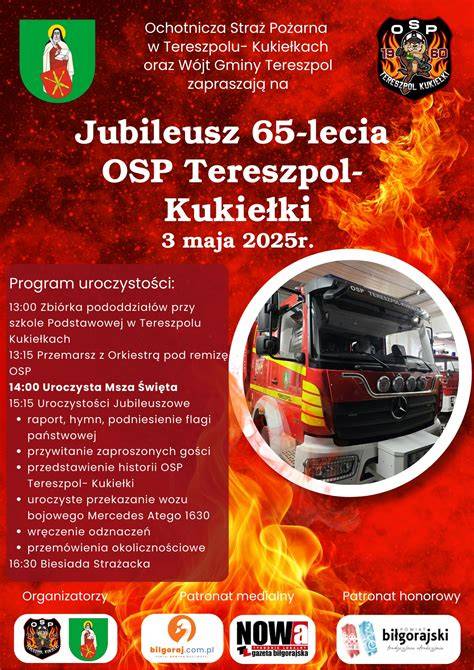 Zdjęcie przedstawiające przemarsz jednostek OSP z orkiestrą dętą podczas uroczystości