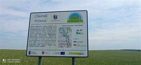 mapa obszaru Natura 2000 Zbiornik Wonieść wraz z zaznaczonymi punktami obserwacyjnymi
