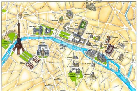 Plan Paryża z zaznaczonymi cmentarzami: Montmorency, Père-Lachaise, Montmartre