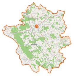 mapa powiatu garwolińskiego z zaznaczonymi miejscami pożarów lasów
