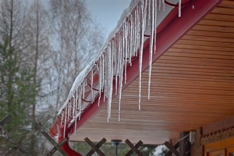 śnieg i sople na dachu