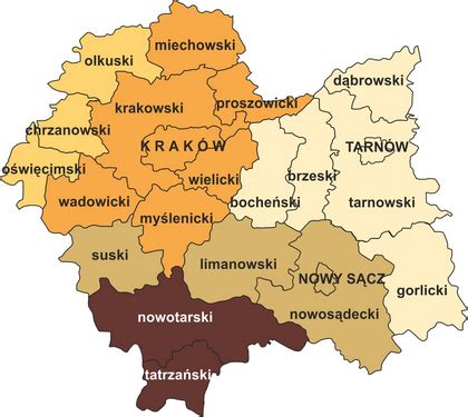 Mapa nasłonecznienia województwa małopolskiego z zaznaczonym powiatem bocheńskim