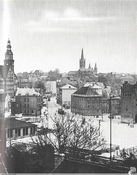 Archiwalna fotografia panoramy Olsztyna z połowy XX wieku