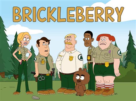 Plakat promocyjny serialu animowanego Brickleberry, z głównymi postaciami strażników parkowych