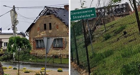 Zdjęcie spalonych śmietników i uszkodzonych budynków w Lubinie