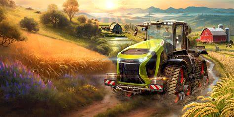 Infografika przedstawiająca ewolucję grafiki i mechanik w serii Farming Simulator na przestrzeni lat