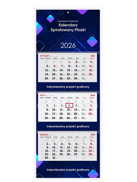 Infografika przedstawiająca różne typy kalendarzy strażackich (jednodzielny, trójdzielny, spiralowany)