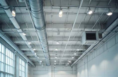 Thematic photo of a large warehouse interior with smoke vents in the ceiling