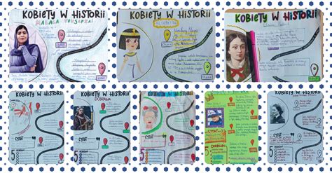 infografika przedstawiająca znane kobiety z historii świata i ich osiągnięcia w różnych dziedzinach