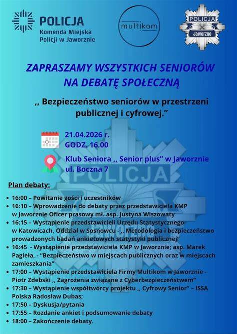 Zdjęcie z debaty na temat bezpieczeństwa seniorów, asp. Bartosz Bogacz podczas prezentacji
