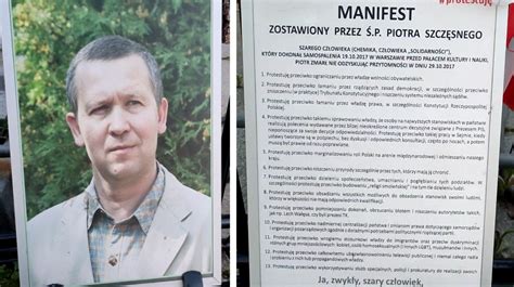 Infografika przedstawiająca 15 punktów manifestu Piotra Szczęsnego