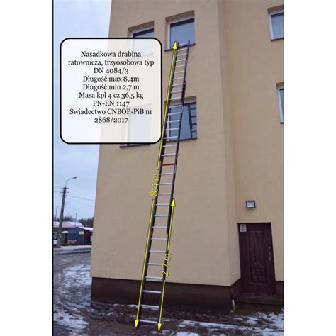 Galeria zdjęć różnych typów drabin strażackich: hakowa, nasadkowa, słupkowa, teleskopowa