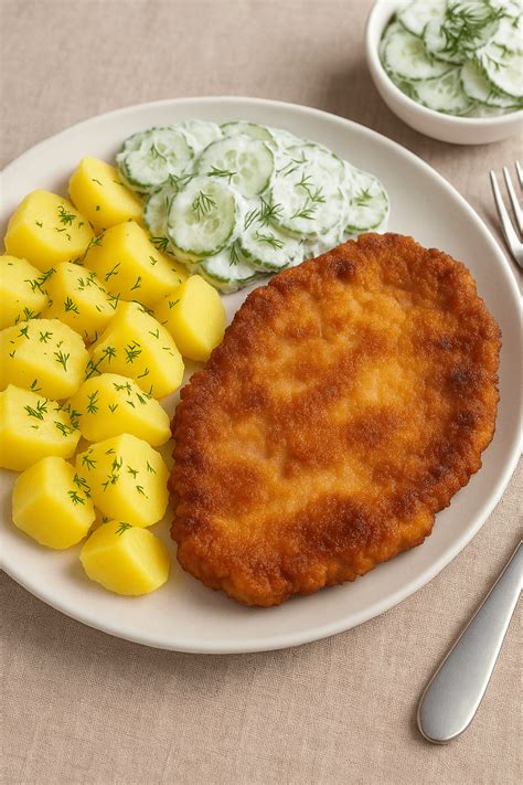 Tradycyjny polski obiad domowy (np. schabowy z ziemniakami i surówką)