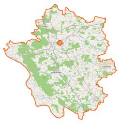 Mapa powiatu garwolińskiego z zaznaczonymi jednostkami OSP