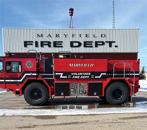 Infographics showing features of a refurbished fire truck