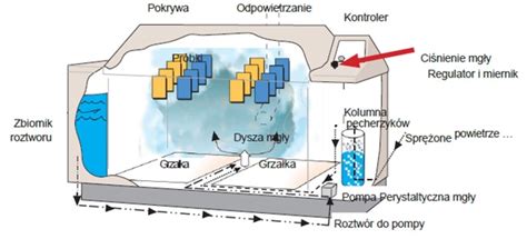 Schemat komory dymowej ze ścieżką treningową i pomieszczeniem sterowni