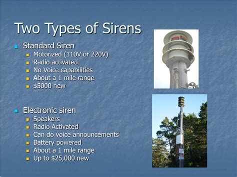 Infographics showing different siren signals and their meanings