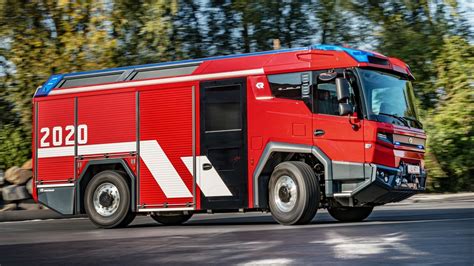 Photo of the Rosenbauer RT electric fire truck
