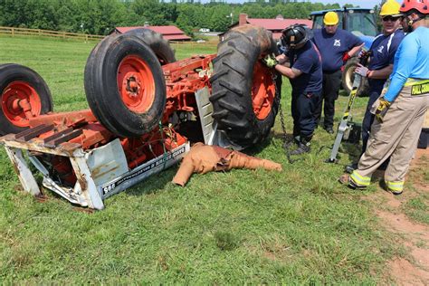 Photo of a rescue operation at a farm or involving agricultural machinery