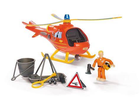 Helikopter Wallaby II z wysuniętą liną i figurką Toma Thomasa podczas akcji ratunkowej
