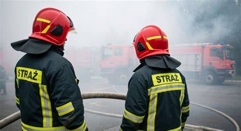 Fotografia przedstawiająca strażaków OSP w akcji, korzystających z nowoczesnego sprzętu