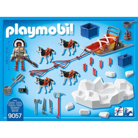 Zestaw Playmobil Action Psi Zaprzęg 9057, ukazujący eskimosa, sanie i psy zaprzęgowe