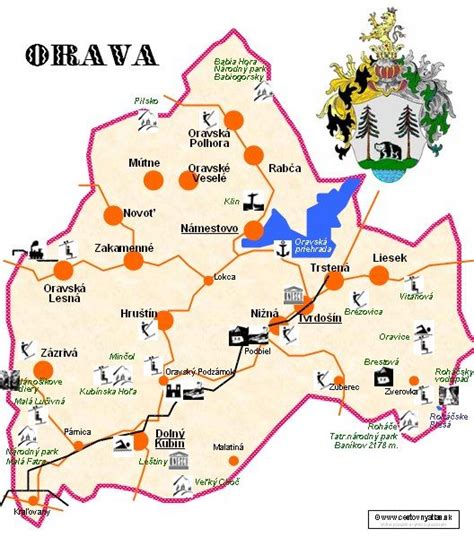 Mapa regionu Górnej Orawy z zaznaczonym Harkabuzem i okolicznymi potokami