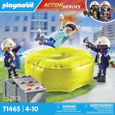 PLAYMOBIL Strażacy z nadmuchiwaną poduszką powietrzną i figurkami