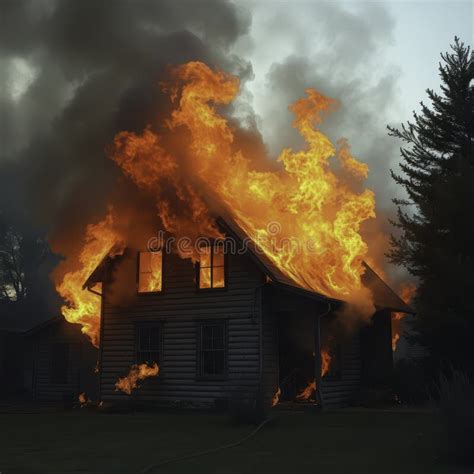 Thematic photo of a burning wedding house with smoke plumes
