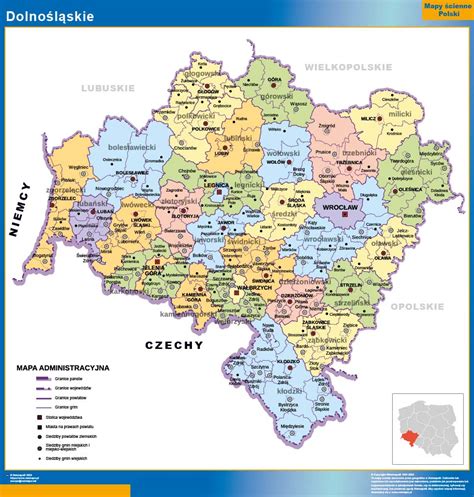 mapa administracyjna powiatu wołowskiego z zaznaczoną lokalizacją Głębowic
