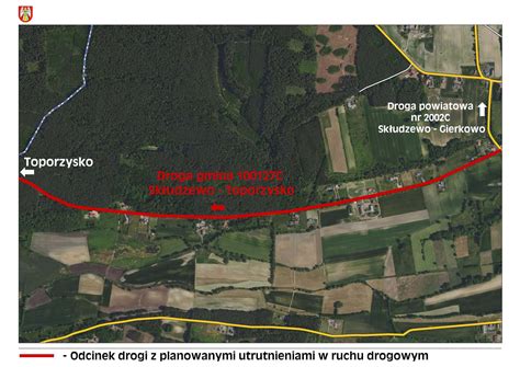 Mapa poglądowa Gliwic z zaznaczonymi punktami utrudnień drogowych wokół miejsca pożaru